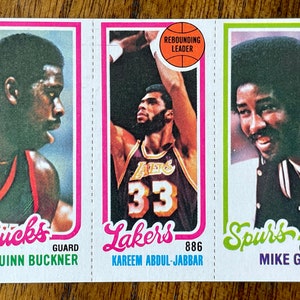 1980 Quinn Buckner/Kareem Abdul-jabbar/Mike Gale Topps Carte de basket-ball, coins pointus, sans plis C2