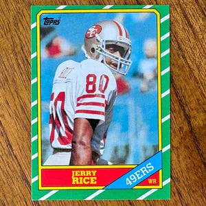 1986 Jerry Rice RC Topps Football card #161, sharp corners, no creases