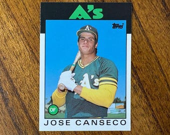 1986 Jose Canseco RC Topps Traded Baseball card #20T, sharp corners, no creases C2