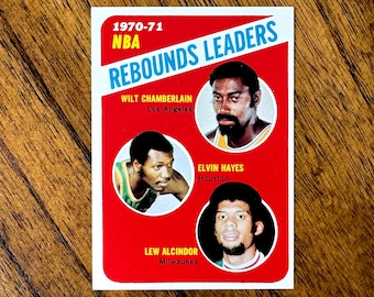 1971 Lew Alcindor, Wilt Chamberlain, Elvin Hayes Topps Basketball card #142, sharp corners, no creases, Kareem Abdul-Jabbar