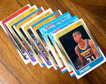 1988 Fleer Basketball Rookie/Stars Lot (8) cards, Miller RC, Stockton RC, Magic, Kareem, no creases