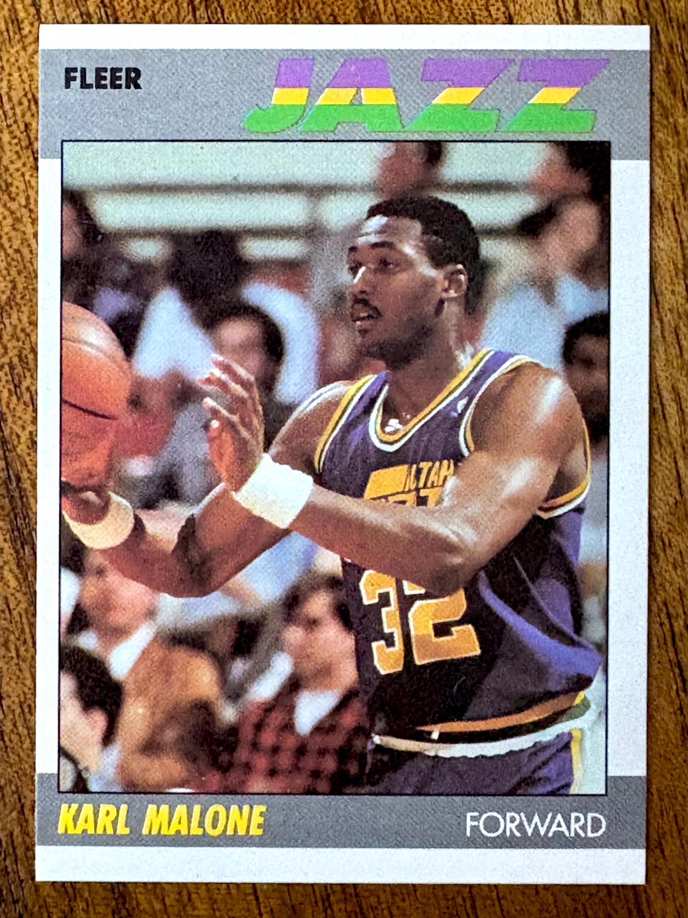 1987 Karl Malone Fleer Basketball Card #68, Sharp Corners, No