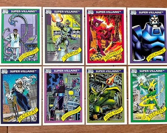 1990 Super Villains Impel comic card lot (8 cards), Doctor Octopus, Electro, Black Cat, no creases