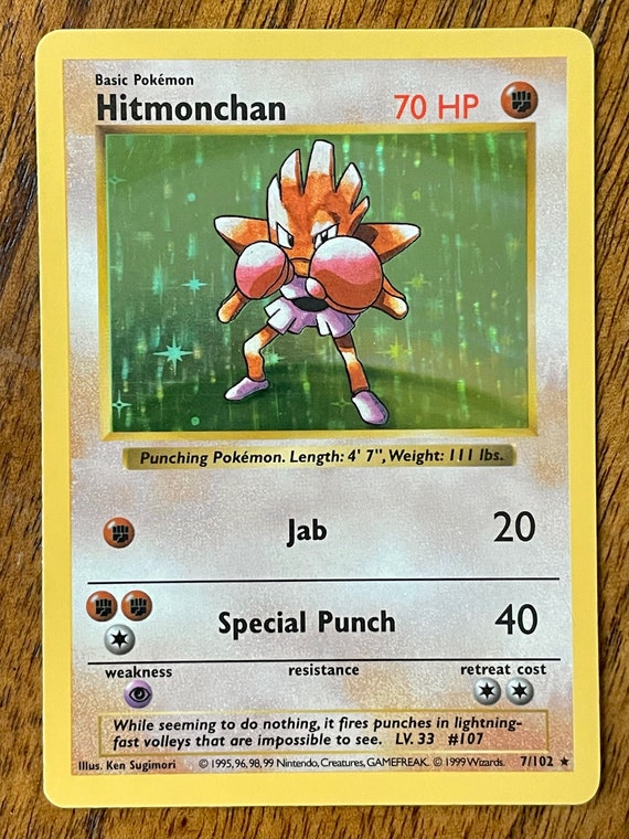 英語版初期　Hitmonchan shadowless holo 1999 Pokemon Base Set Hitmonchan 1st Edition Shadowless Holo