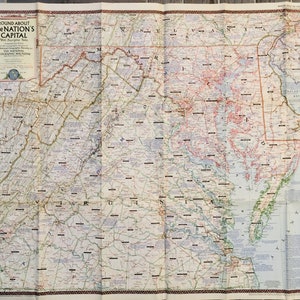 1956 Nation Capital Map, Original print National Geographic