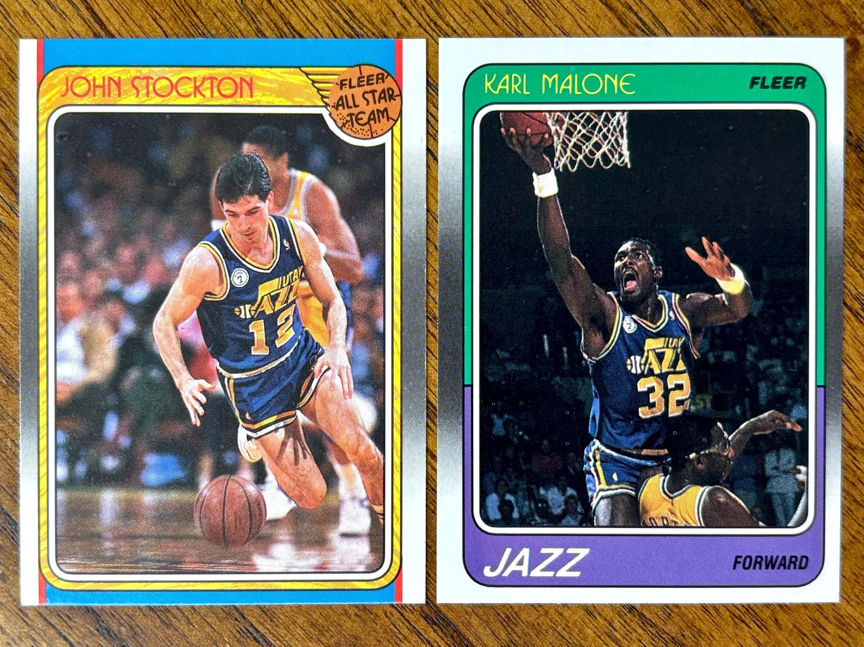 1988 John Stockton RC & Karl Malone Utah Jazz Fleer Basketball 