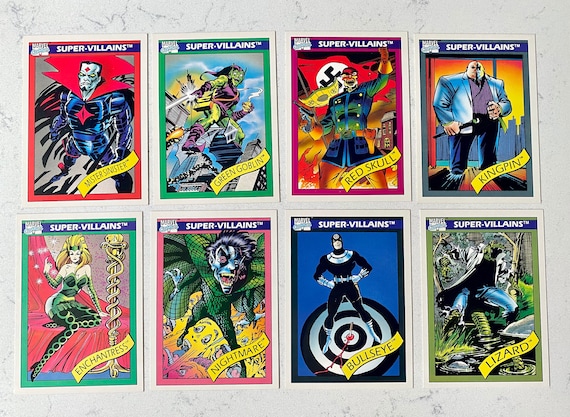 1990 Marvel Lot (8) Supervillain Cards, Green Goblin, King Pin