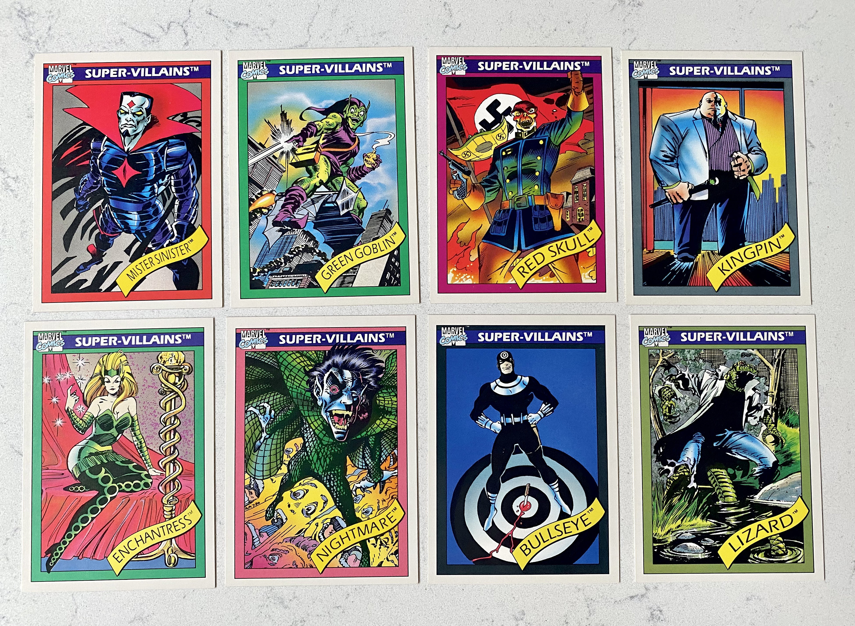 1990 Marvel Lot (8) Supervillain Cards, Green Goblin, King Pin