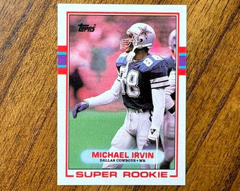 1989 Michael Irvin RC Topps Football card #383, sharp corners, no creases