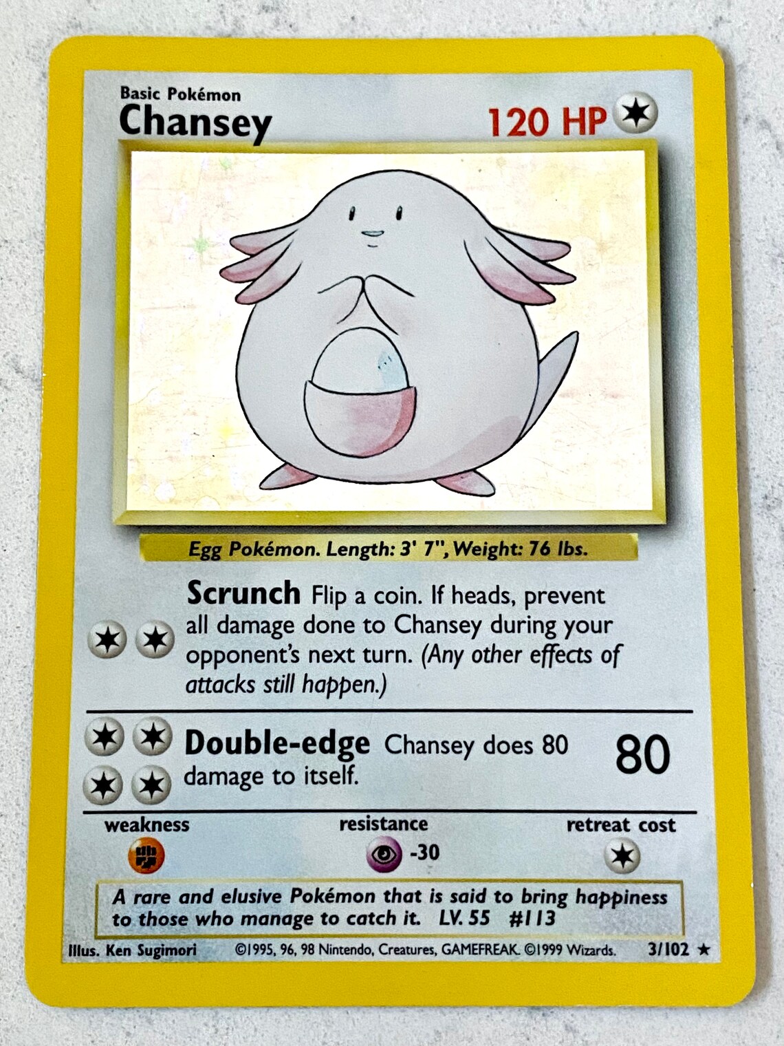 1999 Base Set Unlimited Chansey Holo Pokemon 3 | Etsy