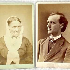 1800’s CDV artist photos of middle aged man and an elderly woman, Canton and Massillon Ohio