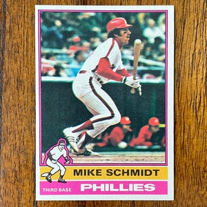 1976 Mike Schmidt Topps Baseball Card #480, coins pointus, pas de plis