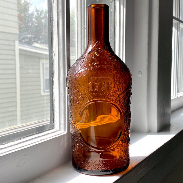 Early 1900s Armstrong Gin “1788” Embossed Cork Top Amber Bottle in perfect condition, no chips or cracks