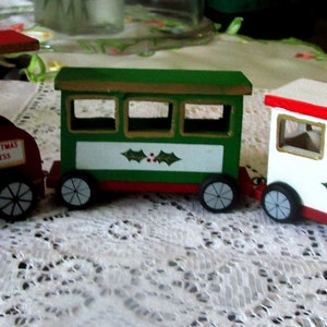 Wooden Train, Christmas Train, Christmas Candle Holder, Wooden Ornaments, Train Ornaments, Wooden Christmas, Vintage Trains, Santa Train