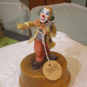 Anri, Toriart, Music Box, Clown Music Box, Vintage Clown, Send in The Clowns, Clown Figurine, Anri Music Box, Vintage Music Box