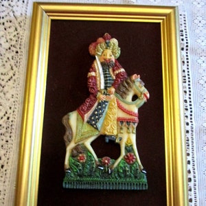 Russian Sculpture, Wax Sculpture, Framed  Art, Russian Decor, Wall Art, Horse, Wall Decor, Wax Picture, Russian, Russian Czar, Ethnic Decor