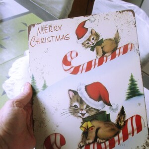 Tin Sign, Cats, Christmas Sign, Christmas Decor, Retro Christmas, Country Christmas, Metal Sign, Vintage Christmas, Christmas Tin