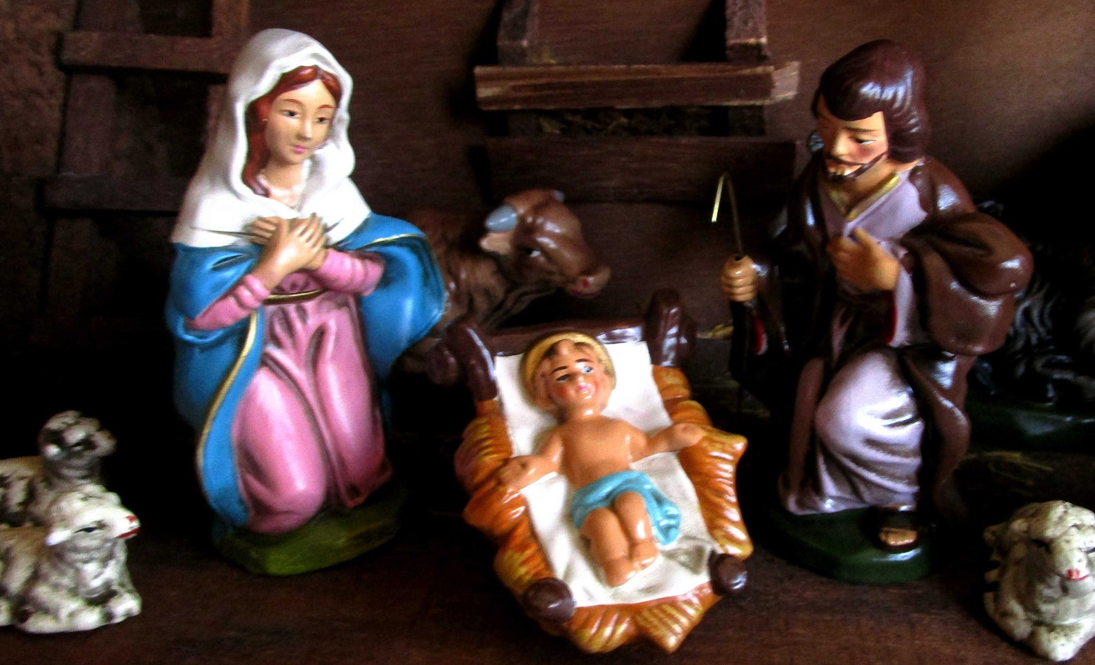 Nativity Set Paper Mache Vintage Nativity Vintage Etsy