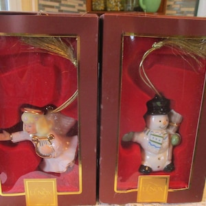 2, Lenox Ornaments, Christmas Ornament, Lenox Christmas, Snowman Ornament, Angel Ornament, Porcelain Ornaments,  LX#36