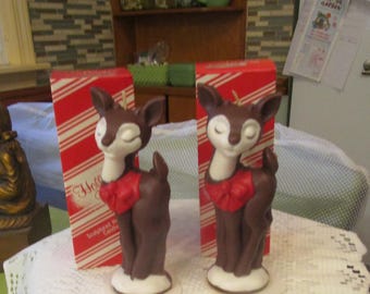 2, Vintage Candles, Christmas Candles, Reindeer Candles, Holly Brights, Vintage Christmas, Christmas Decor, Vintage Reindeer