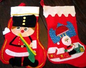 Vintage Stockings, Christmas Stockings, Felt Stockings, Felt Christmas, Christmas Putz, Toy Soldier, Santa Stocking, Christmas Decor