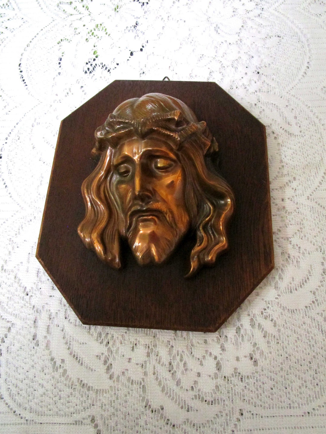 Jesus, Wall Plaque, Vintage Religious, Wall Decor, Religious Decor, Jesus Plaque, Brass Decor