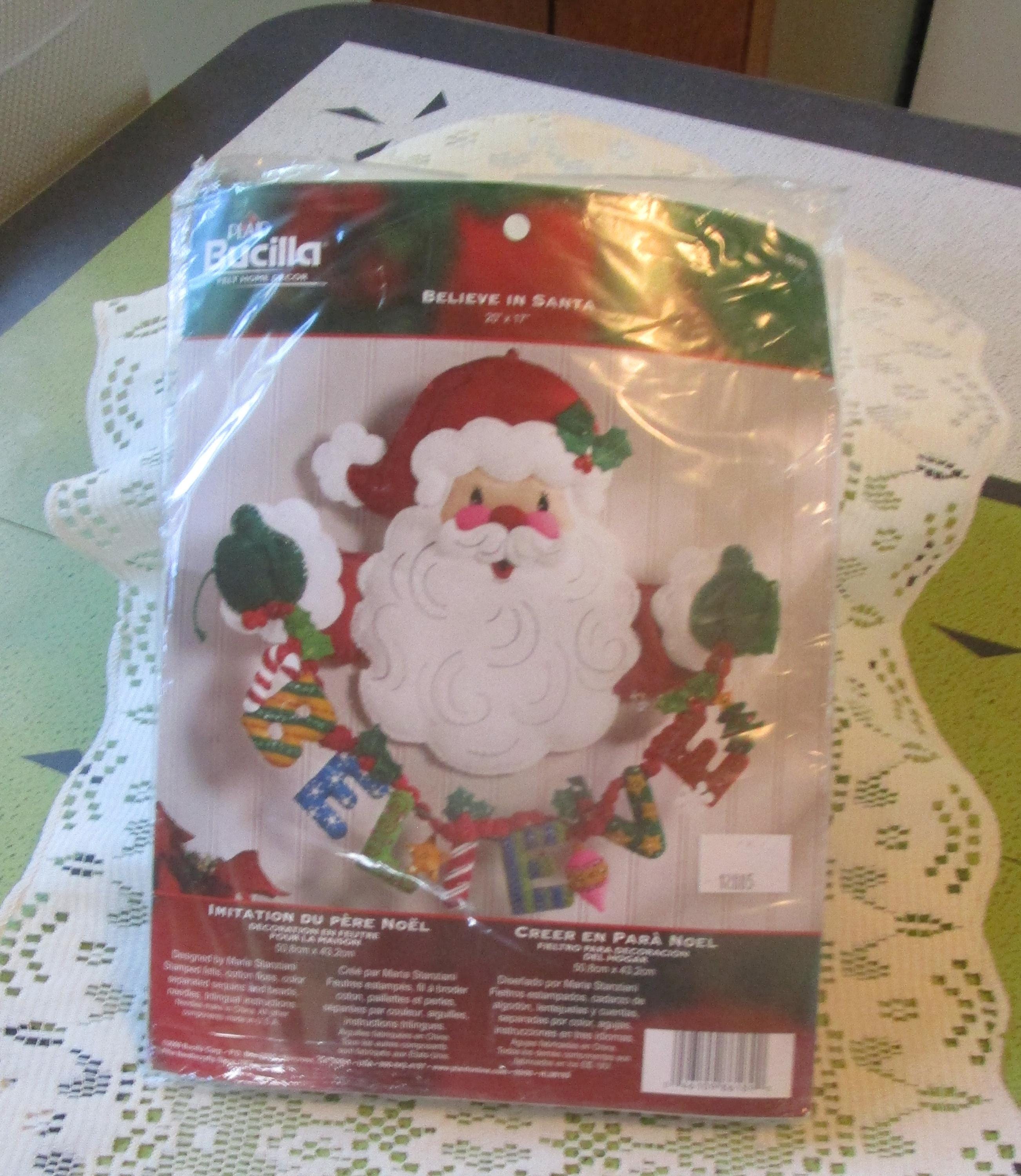 37 Fabulous Felt Crafts For Kids: Simple and Budget-Friendly 15 Bucilla Plaid Santa Believe Wall Hanging Felt Craft Kit