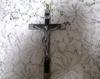 Antique Cross, Ebony Cross, Crucifix, Vintage Religious, Antique Religious, Priest Cross, Vintage Cross, Antique Crucifix, Wall Cross