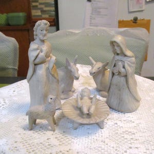 Handmade, Clay Nativity, Vintage Nativity, Christmas Decor, Religious Christmas, Vintage Christmas, Baby Jesus, Holy Family, Nativity Set