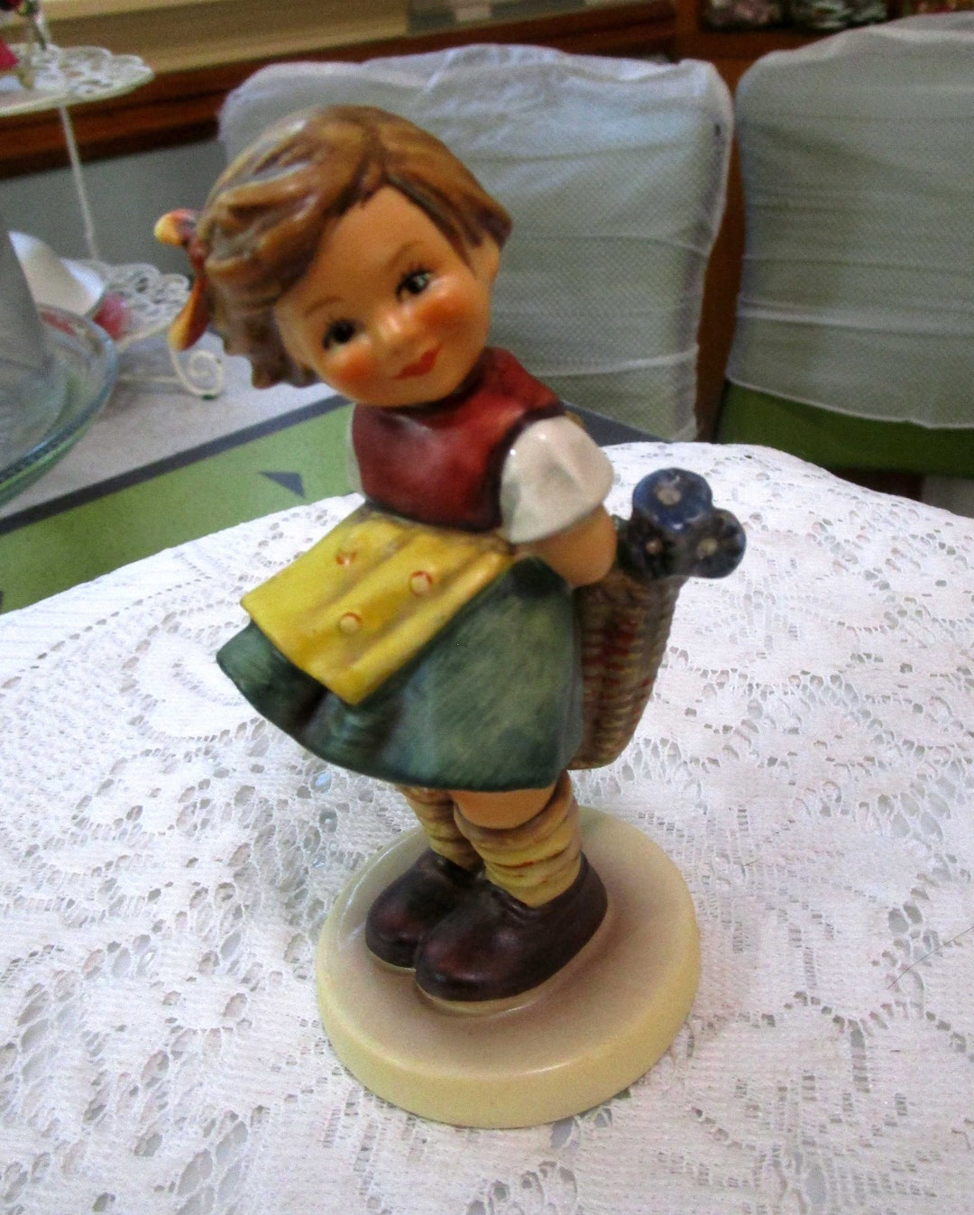 Hummel Figurine, Bashful, Girl With Basket, Vintage Figurine, Porcelain Figurine, Vintage