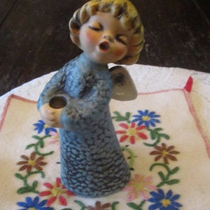 1965, Hummel Angel, Goebel Angel, Candleholder, Vintage Angels, Angel Figurine, Blue Angel, Angel Statue, Religious Hummels, Hummel Candle