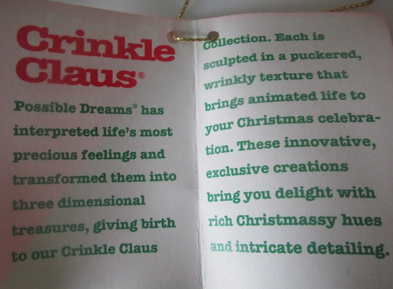 Leprechaun Crinkle Claus Christmas Figurine Vintage Santa Santa Figurine Irish Santa Christmas Decor Teddy O/'Crinkle Possible Dreams