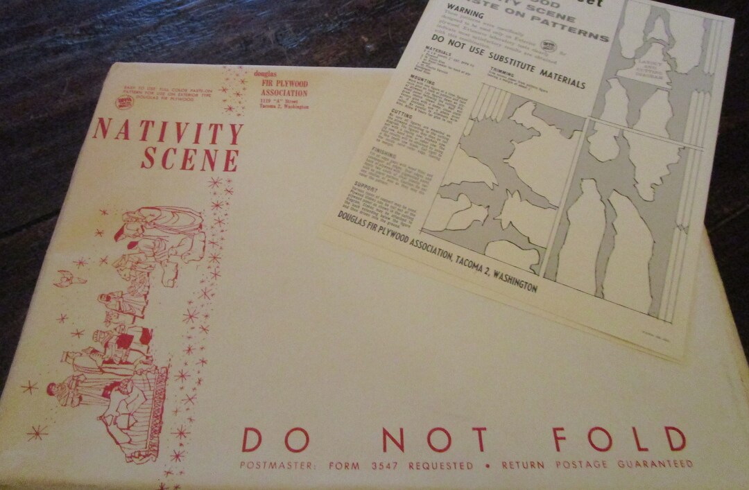 1950s, Plywood Pattern, Nativity Pattern, Douglas Fir Plywood, Wood