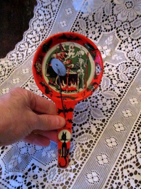 Noisemaker Vintage Halloween Clanger Witch Ghost Black Etsy