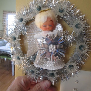 Vintage Tree Topper, Angel Topper, Christmas Angel, Tree Decoration, Vintage Christmas, Christmas Putz, Christmas Ornament, Christmas Lights