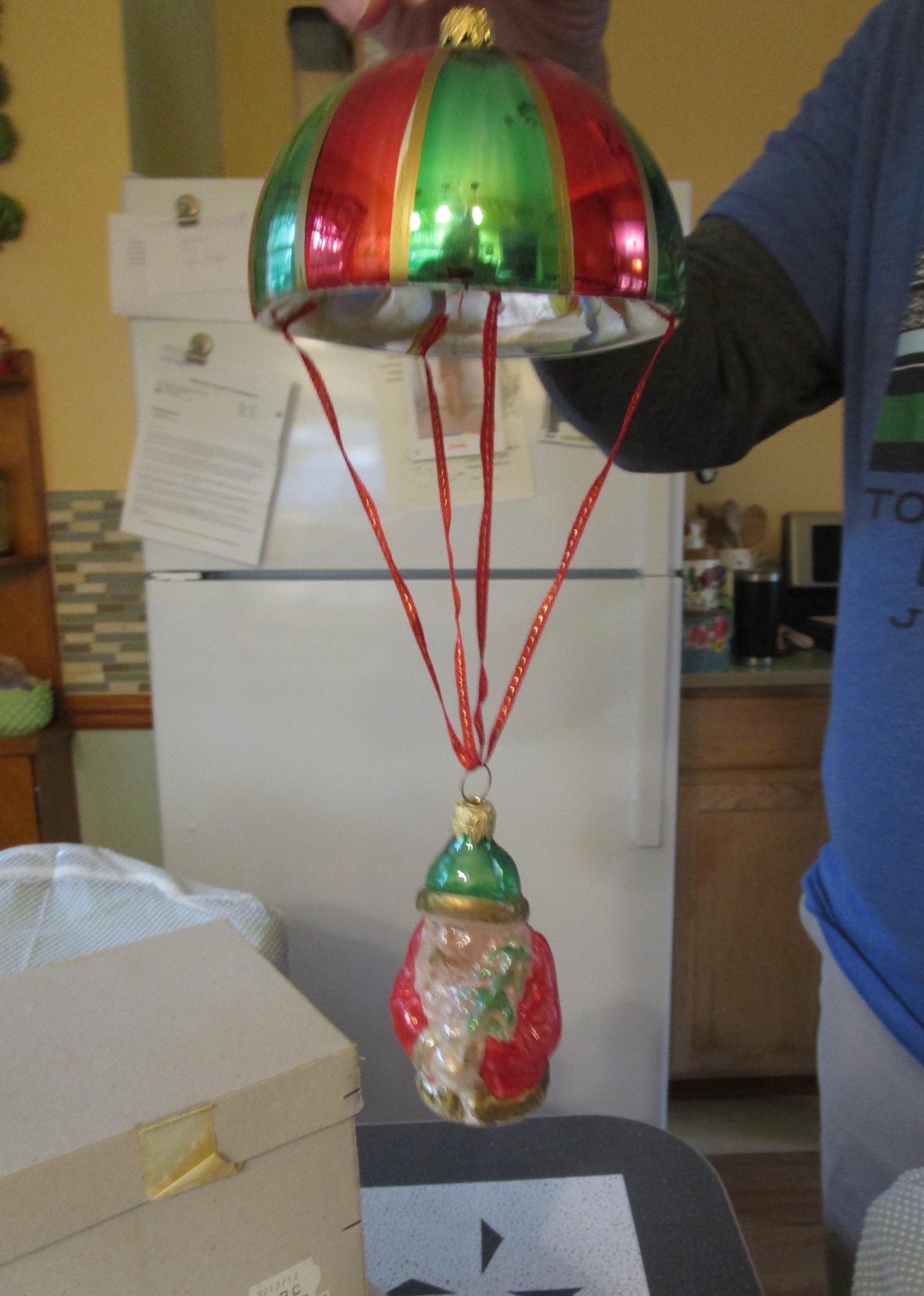 German Santa Parachute Blown Glass Ornament
