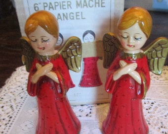 Paper Mache, Angels, Christmas Angels, Angel Figurines, Vintage Angels, Christmas Decor, Christmas Figurines, Christmas Mache, Angel Statue