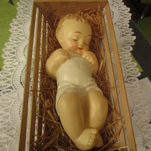 10.5 in, Baby Jesus, Plaster Nativity, Church Nativity, Nativity Figurine, Nativity Jesus, Manger, Religious Christmas, Christmas Decor