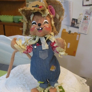 10in, Scarecrow Mouse, Annalee Doll, Annalee Mouse, Halloween Decor, Thanksgiving Decor, Fall Decor, Mouse Doll, Annalee Scarecrow