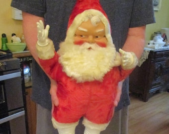 Vintage Santa Claus Plush Rushton Holiday Doll Decor Merry