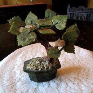 Jade Tree, Miniature Tree, Asian Decor, Decorative Trees, Good Luck, Housewarming Gift, Vintage Trees, Precious Stones, Nature Decor
