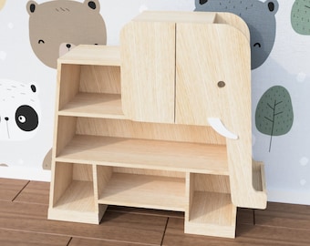 Elephant bookcase / Montessori cabinet bookshelf / downloadable PDF woodworking plans