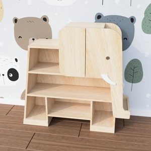 Elephant bookcase / Montessori cabinet bookshelf / downloadable PDF woodworking plans image 1