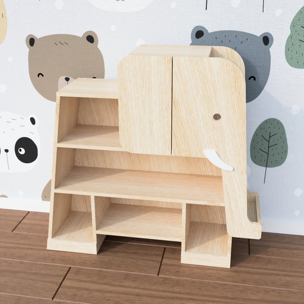 Elephant bookcase / Montessori cabinet bookshelf / downloadable PDF woodworking plans