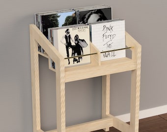 Aufbewahrungseinheit für Vinyl-Schallplatten – DIY-Digital-Download-Pläne für modernen Schallplattenhalter mit 4 Fächern – Holzbearbeitungspläne aus Sperrholz