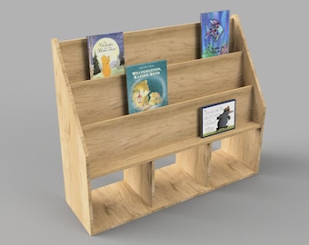Montessori bookcase for front facing covers / DIY toddler furniture woodworking PDF plans