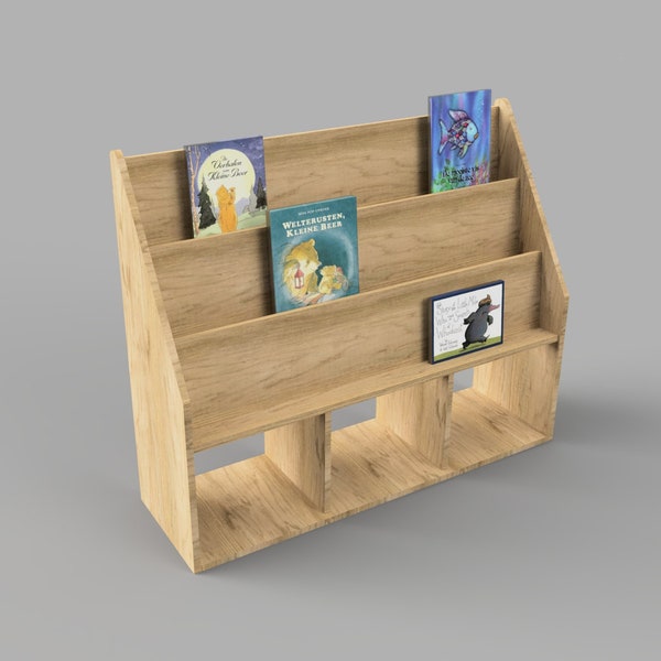 Montessori bookcase for front facing covers / DIY toddler furniture woodworking PDF plans