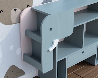 Elephant bookcase Midi (Simplified version) / Montessori cabinet bookshelf / downloadable PDF woodworking plans