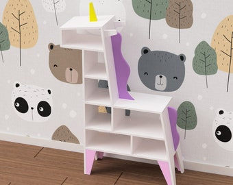Unicorn Bookcase / Montessori cabinet bookshelf / printable PDF woodworking plans