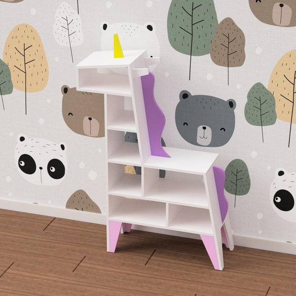 Unicorn Bookcase / Montessori cabinet bookshelf / printable PDF woodworking plans